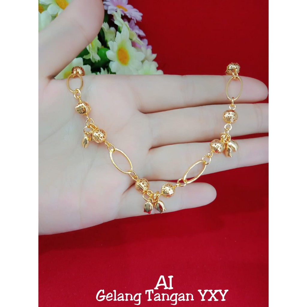 GELANG TANGAN KERINCING LAPIS MAS 24 ( ANTI IRITASI & TIDAK LUNTUR )