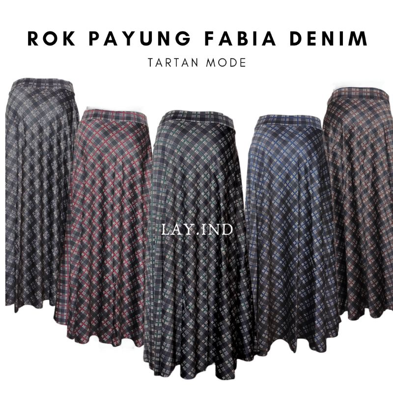 Rok Payung Fabia Denim Tartan