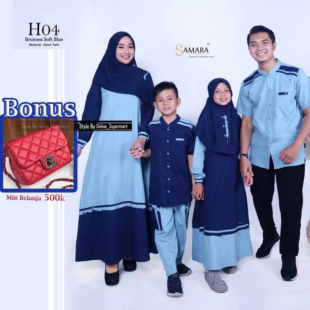 New Sarimbit Busana Muslim Lebaran terbaru Biru H04