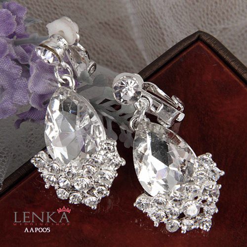 [SIAP KIRIM] AKSESORIS ANTING CRYSTAL PENGANTIN PESTA WEDDING MODERN AAP005