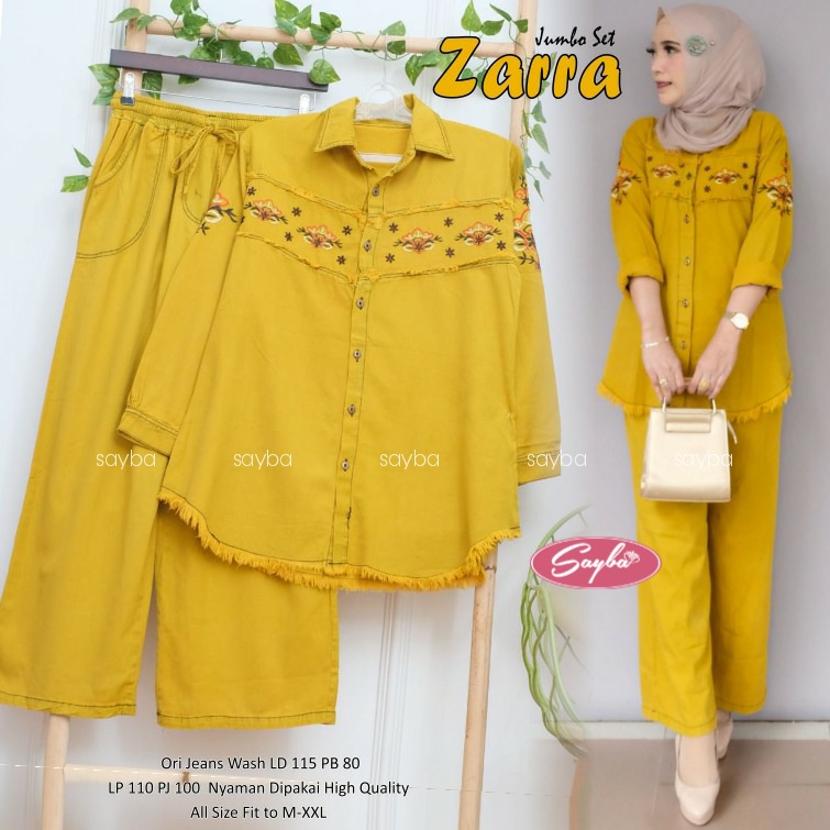 Zarra Set - baju dan celana muslim - gamis jeans - fashion jeans wanita - Model baru - jins - Setela