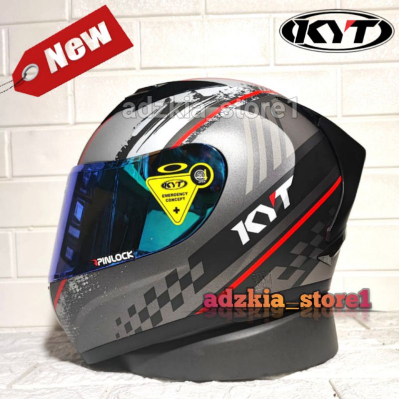 PAKET GANTENG HELM KYT R10 SERI #4 BLACK MATT GUNMETAL|HELM FULL FACE|SPOILER 3D