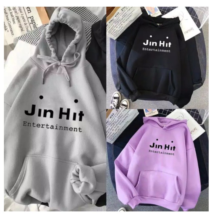 HOODIE UNISEX JIN HIT ENTERTAIMENT - FLEECE TEBAL PREMIUM TERBARU,