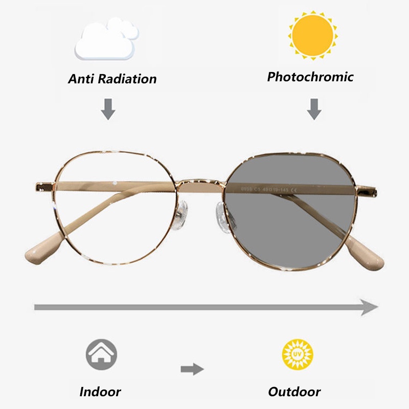 Kacamata Photochromic Anti Radiasi Lensa Pengganti Gaya Korea Untuk Wanita
