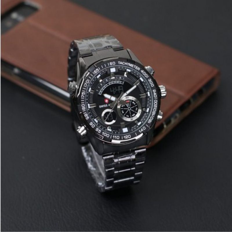 Jam Tangan SA Terlaris Jam Tangan Dual Time Rantai Stainliss Steel Jam Tangan Pria Hot Sale