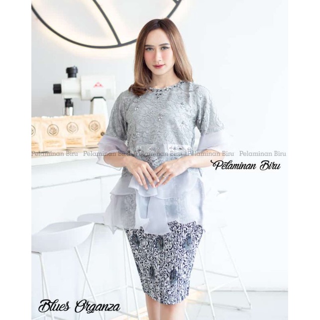 BLOUSE ORGANZA NATALIA | BAHAN BRUKAT MIX ORGANZA | By Pelaminan Biru