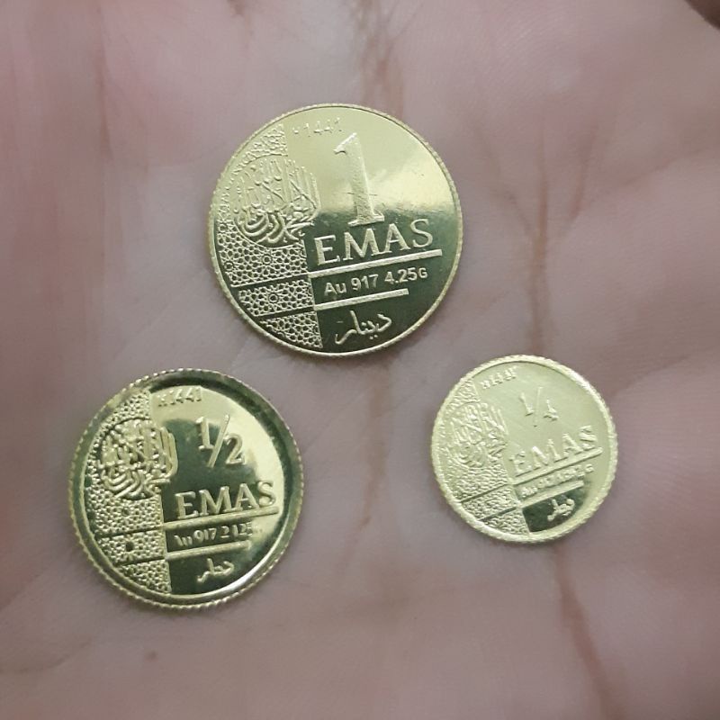Koin Dinar Emas 22K 91.7% 1/4 Dinar dan 1/2 Dinar