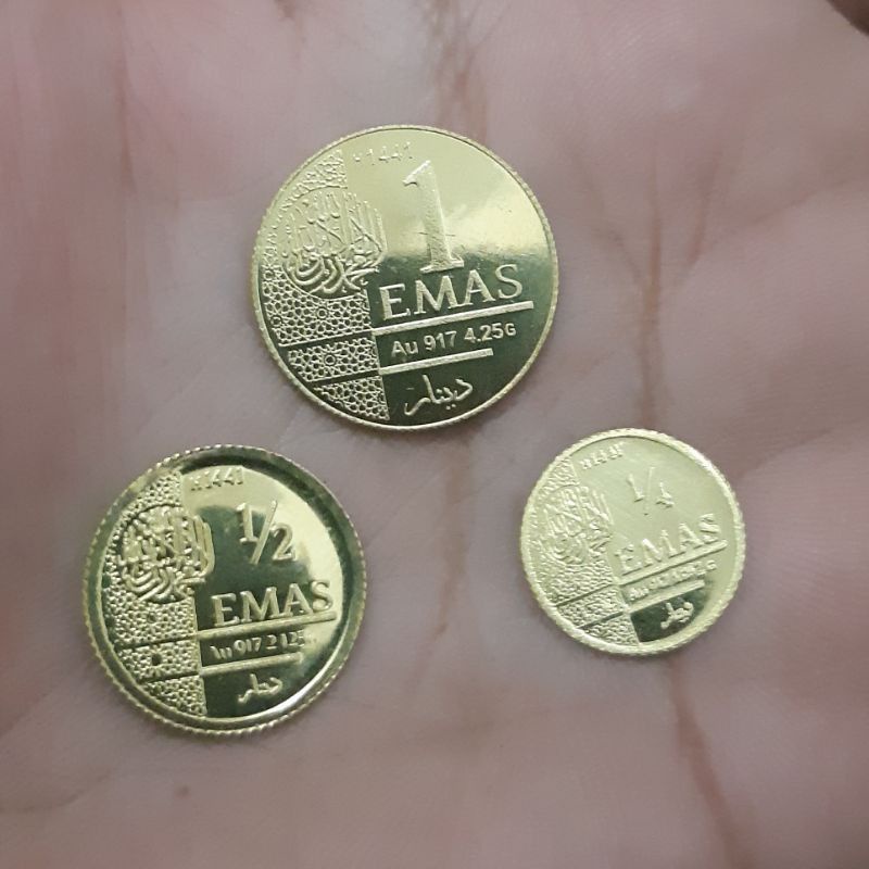 Koin Dinar Emas 22K 91.7% 1/4 Dinar dan 1/2 Dinar