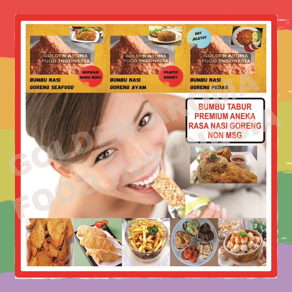 

Aneka Bubuk Bumbu Tabur Nasi Goreng Fried Rice Non MSG 1 kg Rasa Nasi Goreng Ayam GAFI