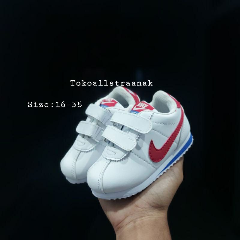 Sepatu Anak Nike Corrtez Putih Lits Merah Ukuran 16-35