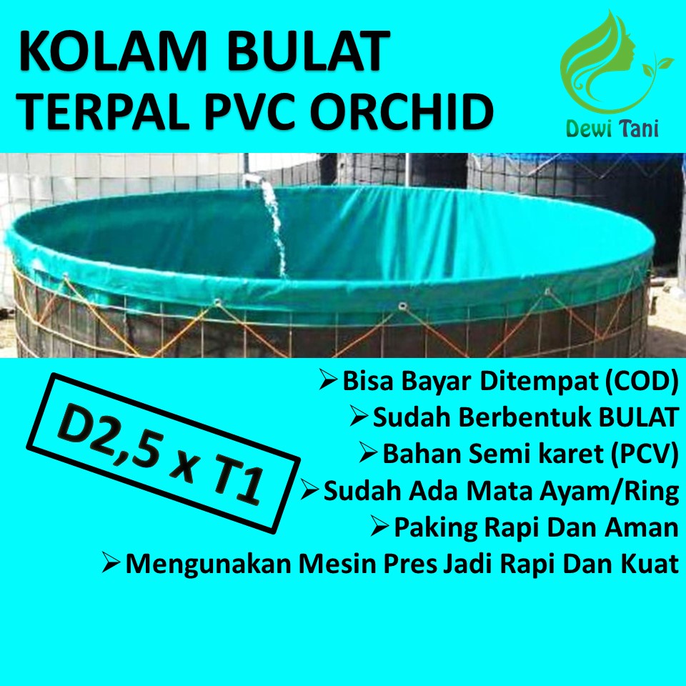 Kolam Terpal Bulat Bioflok Ukuran Diameter 2,5 m Tinggi 1 m, TERPAL SAJA