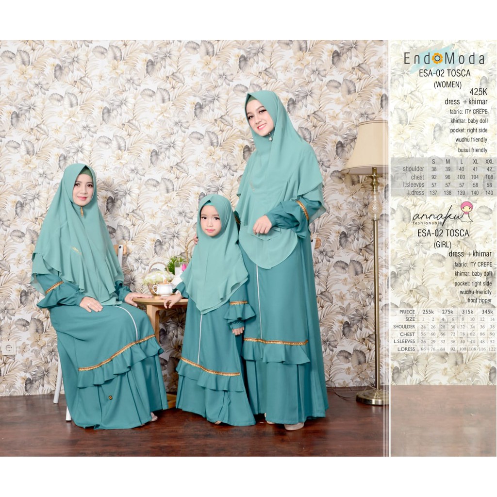 Endomoda Esa 02 Couple  Gamis  Muslimah Baju  Keluarga 