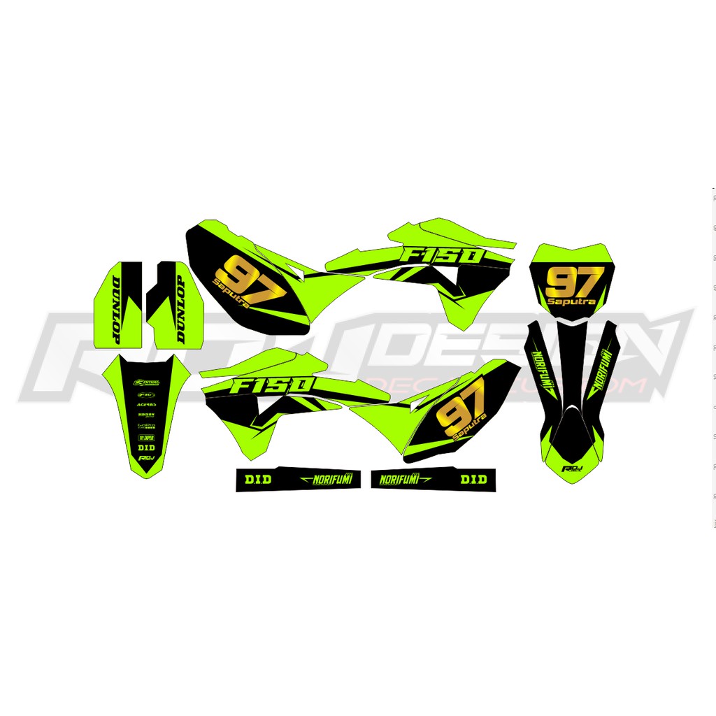 DECAL STICKER KLX GORDON (001) DEKAL STIKER HITAM HIJAU STABILO