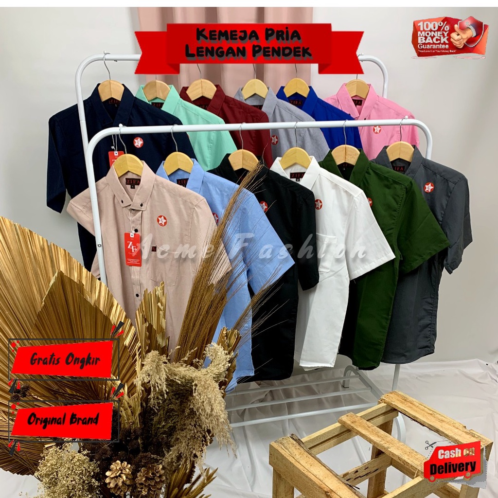 Baju Pakaian Kemeja Hem Cowok Lengan Pendek Pria Original Kasual Formal Kantor Distro Premium