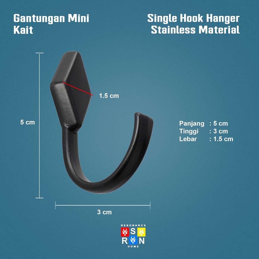 Gantungan Baju Mini Kait Skrup Belakang / Single Hook Resonance Home