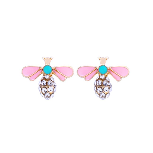 LRC Anting Tusuk Fashion Little Bee Earring Drop Glazed Bee Earrings In 925 Sterling Silver D09065