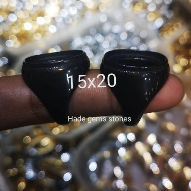 Ring emban titanium super kualitas hitam polos dim 15x20