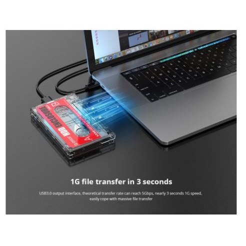 Ssd hdd enclosure orico 2.5 sata 4tb usb 3.0 5Gbps cassete transparent 2580u3 - Casing harddisk external usb3.0 2.5&quot; transparan 2580-u3