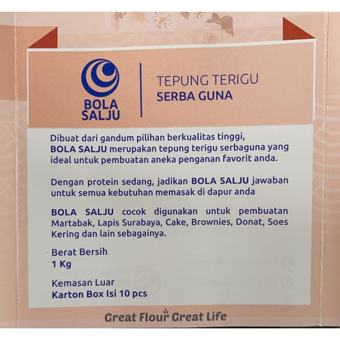 

D02D1 Tepung Terigu Bola Saju 1Kg - Protein Sedang Da01D100