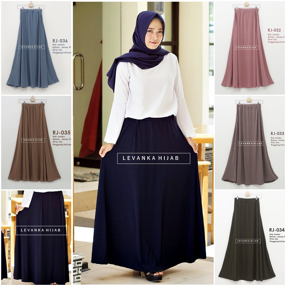 Rok Jersey Payung Jumbo | Rok Jumbo Polos bahan Jersey Korea - RJ