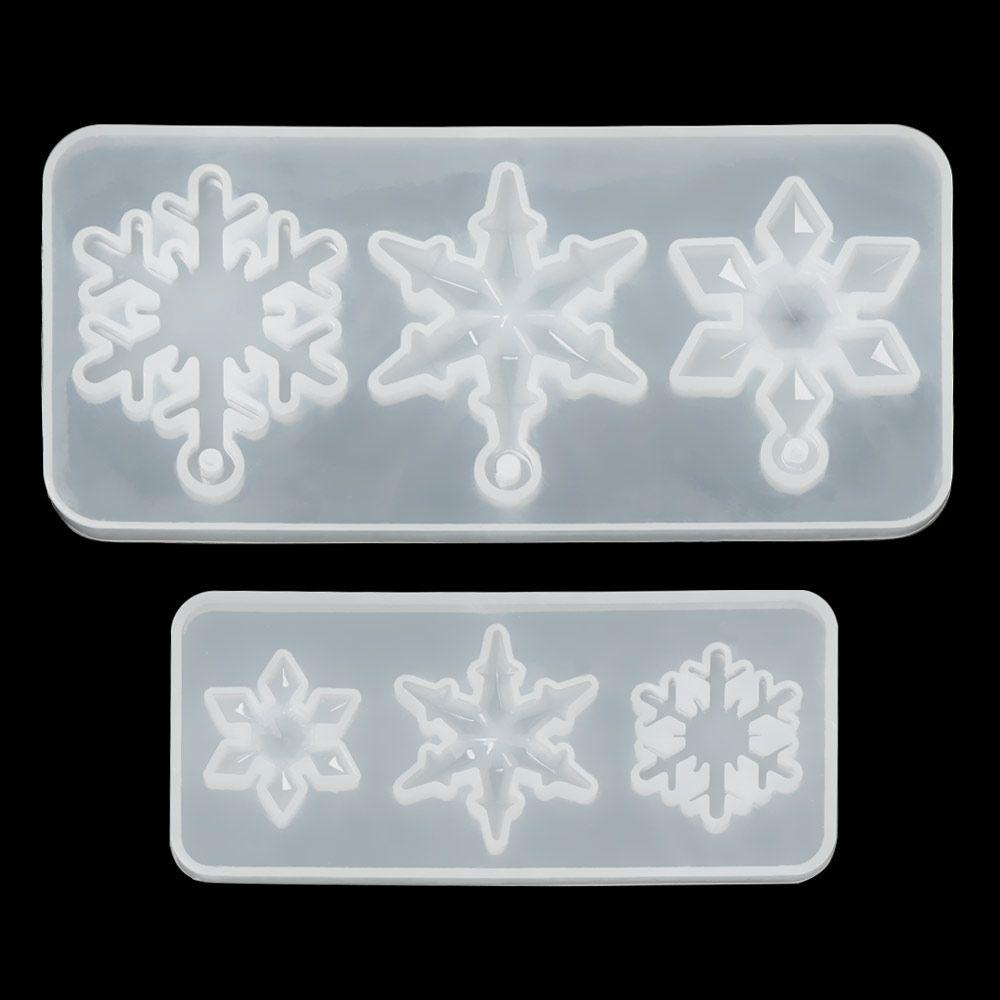 Solighter Cetakan Pengecoran Resin 3D Dropping Glue Snowflake Keychain Mold