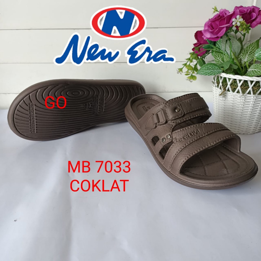 gof  NEW ERA MB E 7033 Sandal Slop Karet Sandal Slop Pria Kekinian Sandal Pria Casual Sandal Slide