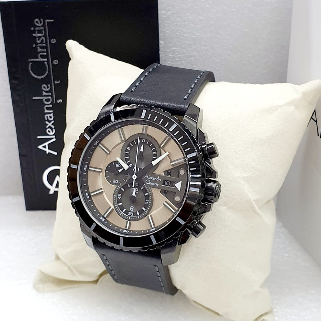 ALEXANDRE CHRISTIE AC6527 - JAM TANGAN PRIA CHRONOGRAPH STRAP KULIT