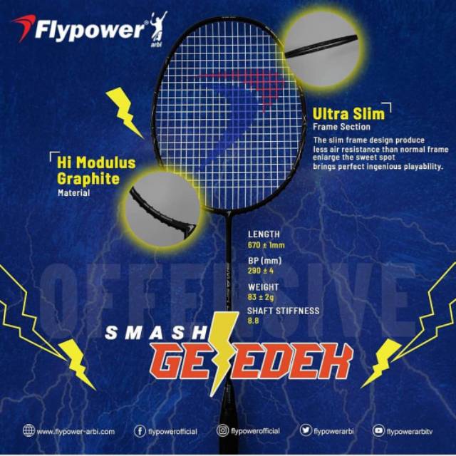 Raket Badminton Flypower Smash Geledek