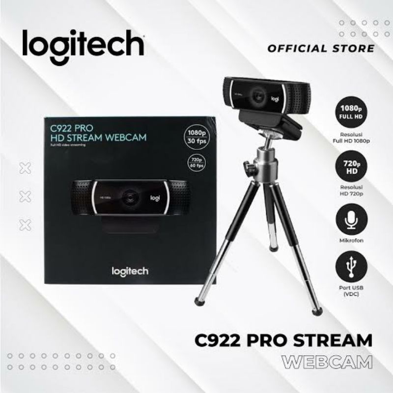 Webcam Logitech C922 Pro- Free Tripod