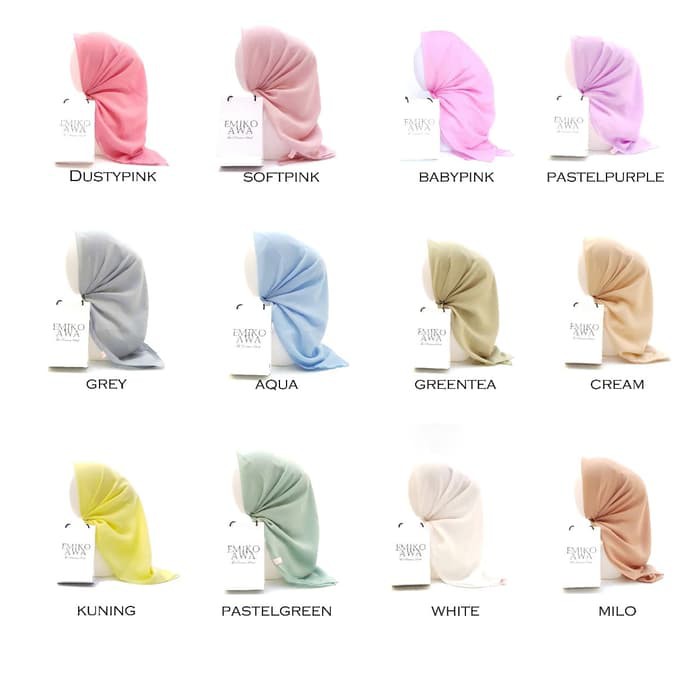 Jilbab Kerudung Hijab POLOS - Emikoawa Segiempat | Shopee Indonesia