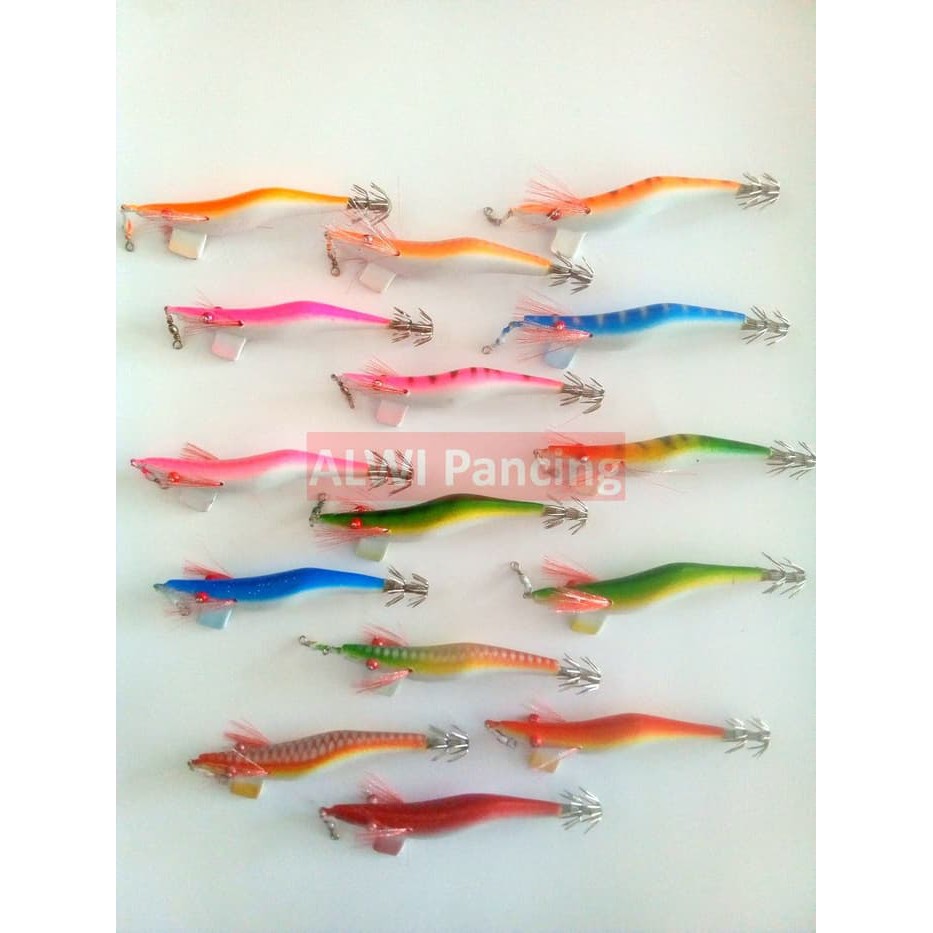 Capella Squid Jig Kayu Uk 1.5 / Umpan Handmade Udang Kayu Untuk Cumi