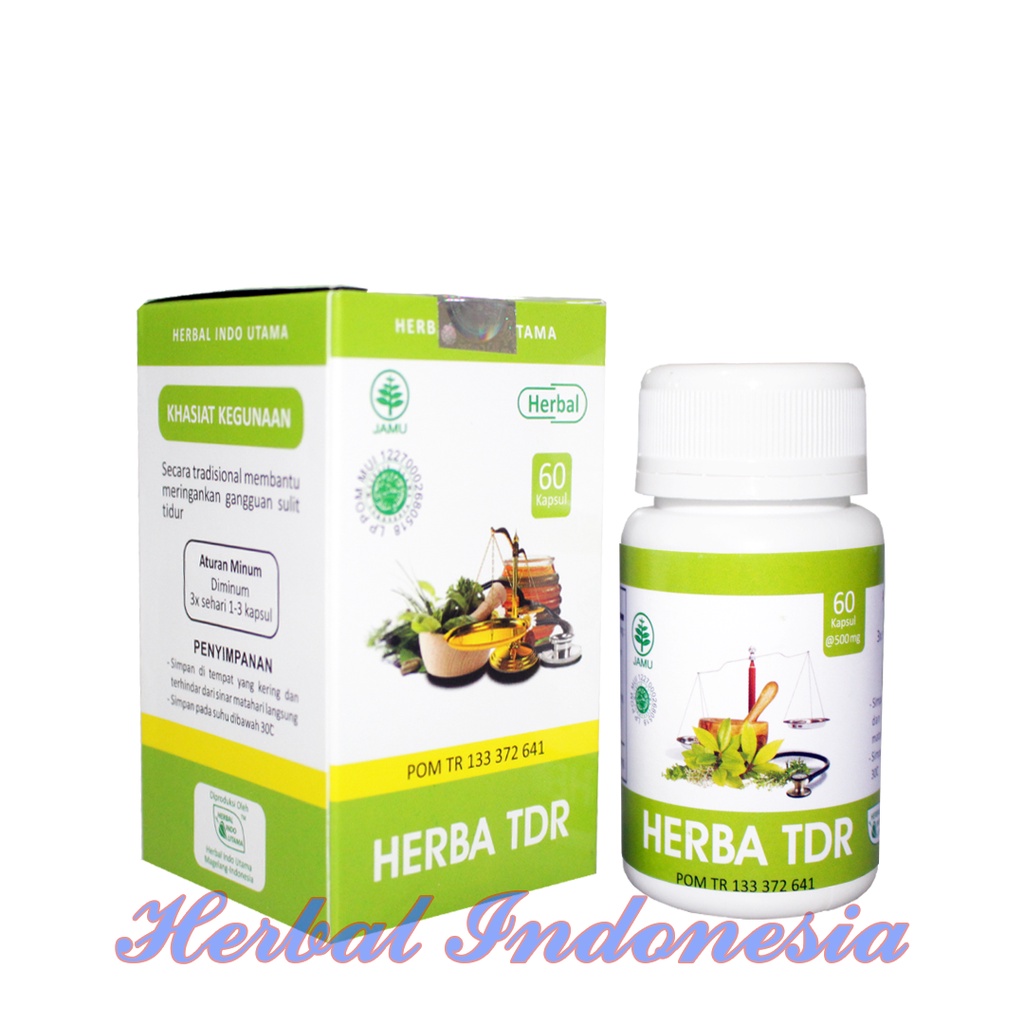 Kapsul Herbal TDR HIU Isi 60 - Membantu mengobati susah tidur, insomnia - HERBATDR