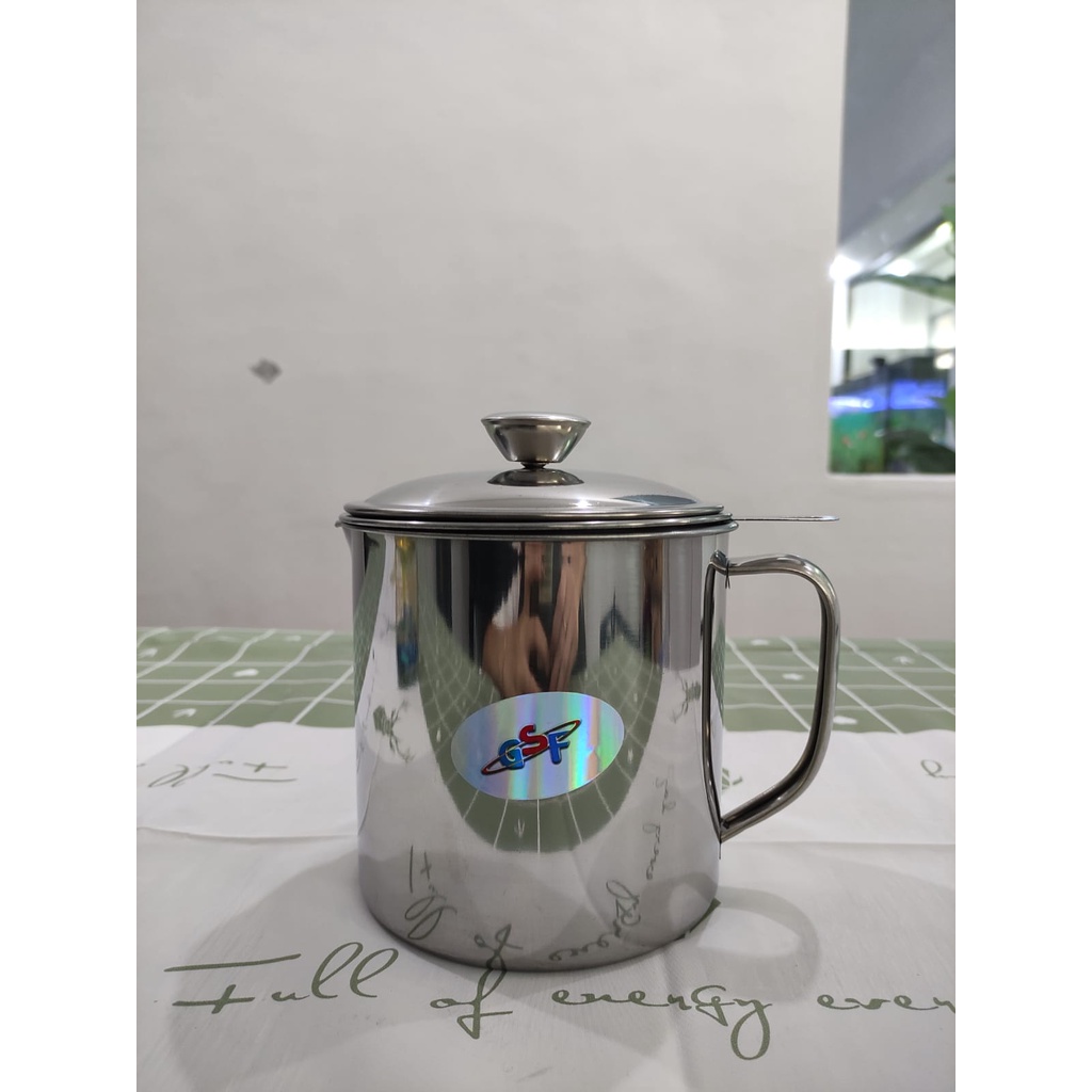 Oil Pot Wadah Saringan Tempat Minyak 12cm Stainless Steel Anti Karat 30012