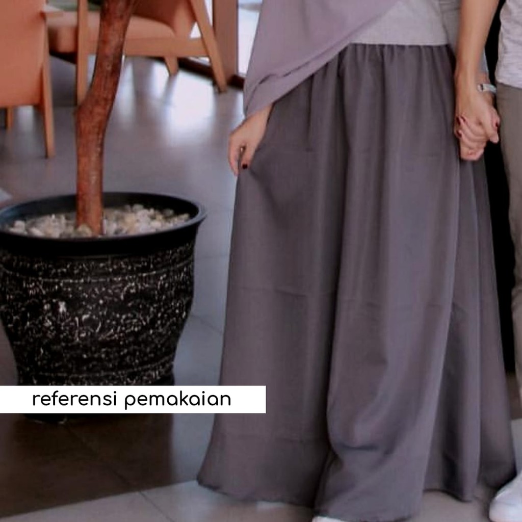 Rok Kerja Polos Panjang AMUNZEN Skirt Lebar Wanita Muslim Full Karet (Produsen Rok Wolfis Balotelli)