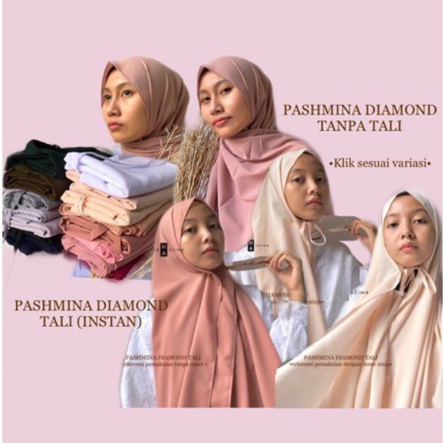 Pashmina diamond crepe / pashmina diamond tali / pashmina instan / pashmina diamond crepe