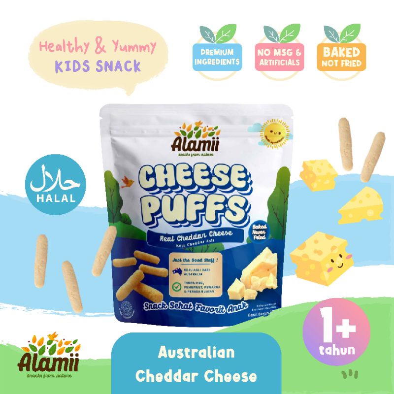 Alamii Natural Puffs 25 gr 30 gr / Snack MPASI Baby Anak / Rasa Peanuts Butter Keju Strawberry Yogurt Golden Veggie