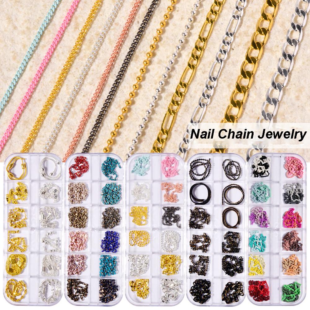 Needway   Dekorasi Nail Art 12kisi /Kotak Charms Metal Rivets Nail Rhinestones