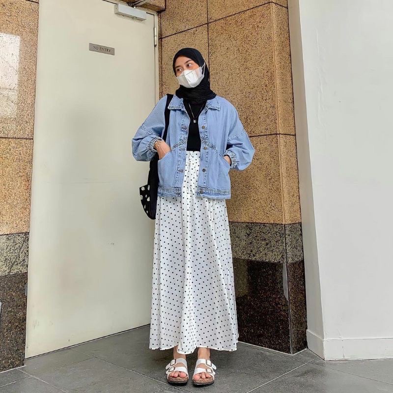 ROK POLKA SKIRT ROK POLKADOT PANJANG WANITA