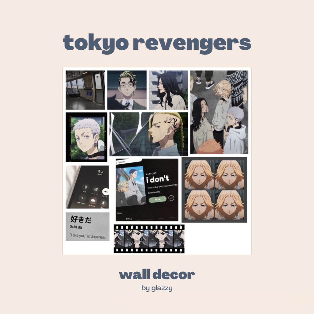 wall decor anime tokyo revengers - haikyuu - jujutsu kaisen - attack on titan  ( poster hiasan dinding mood board ) jjk-tokrev boyfriend