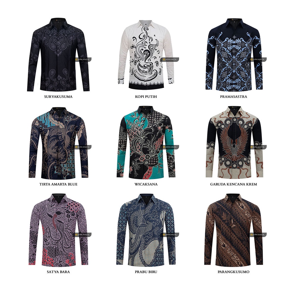 BATIK ARKANZA Hem Atasan Kemeja Baju Batik Pria Cowok Laki Laki Slimfit Full Lapis Furing Lengan Panjang Lengan Pendek Original Asli 5