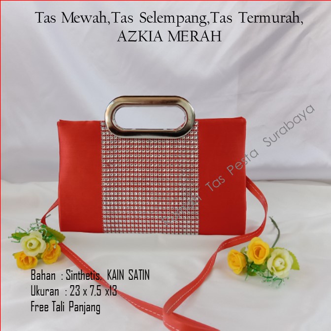 TAS PESTA SATIN AZKIA MODEL CLUCTH DAN SELEMPANG TERKESAN MEWAH DAN ELEGAN DERA SHOP99