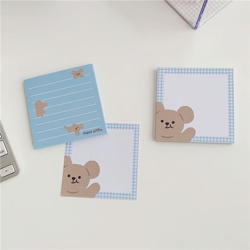 Buku Catatan Memo Pad Motif Kartun Beruang Teddy Anti Lengket Gaya Retro Untuk Pelajar