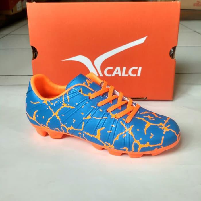 SEPATU BOLA ANAK CALCI MAGMA SC JR BIRU/ORANGE FULL ORIGINAL