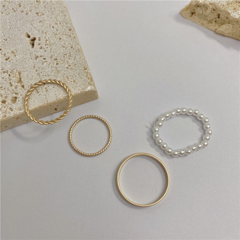 Four-piece Pearl Ring Accessories Simple Casual