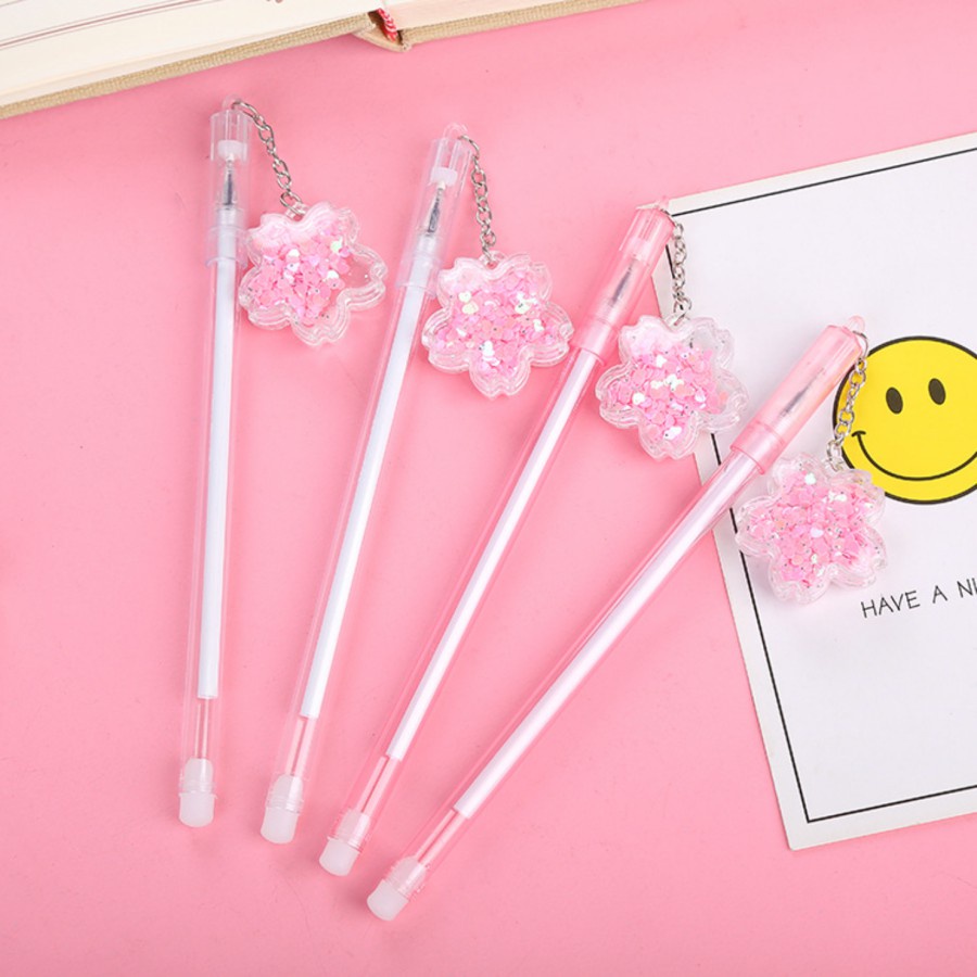 

PULPEN GEL BUNGA PEN FLOWERS SEQUINS PENA GANTUNGAN PAYET SAKURA (KIM)