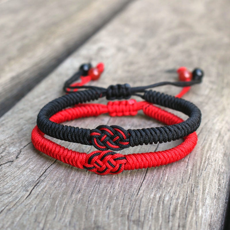 Concentric Knot Hand Woven Couple Bracelets/ Adjustable Diamond Knot Festive Braided Rope Bracelets