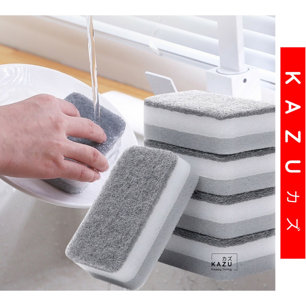 KAZU KHL164 Spons Cuci Piring Dua Sisi Double Magic Dishwash Sponge PIRING SPONGE GELAS SENDOK MAKAN