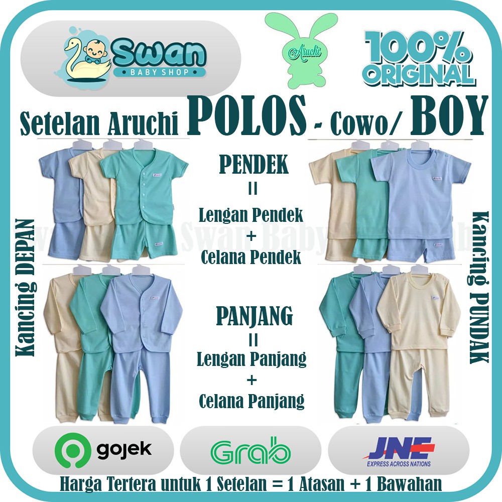 Aruchi Setelan Polos PENDEK PANJANG &quot; BOY / COWO &quot; S M L XL XXL