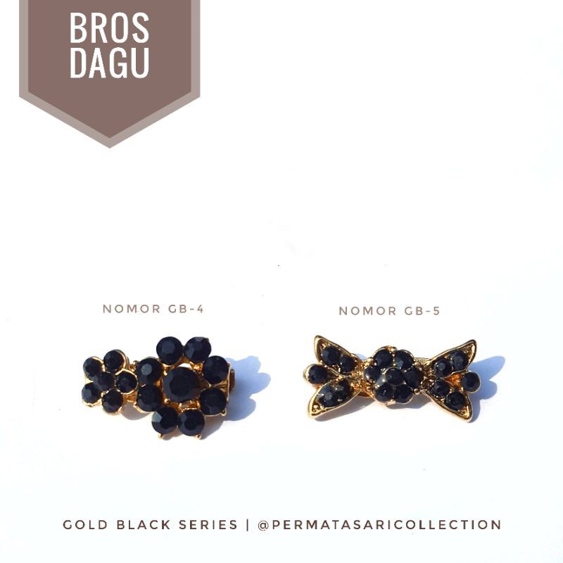 Bros Dagu Korea Kecil Aksesoris Jilbab Hijab Kerudung Wanita Muslim Muslimah Gold Black Hitam Kuning Emas Small Brooch Pin Peniti Motif Bunga Pita Mutiara