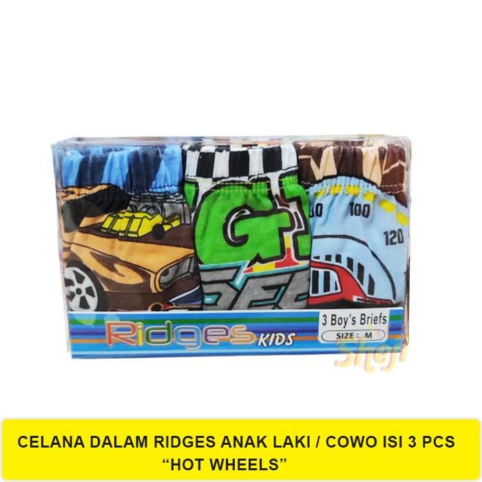 CELANA DALAM RIDGES ANAK COWO / LAKI-LAKI &quot;HOT WHEELS&quot; ISI 3 PCS